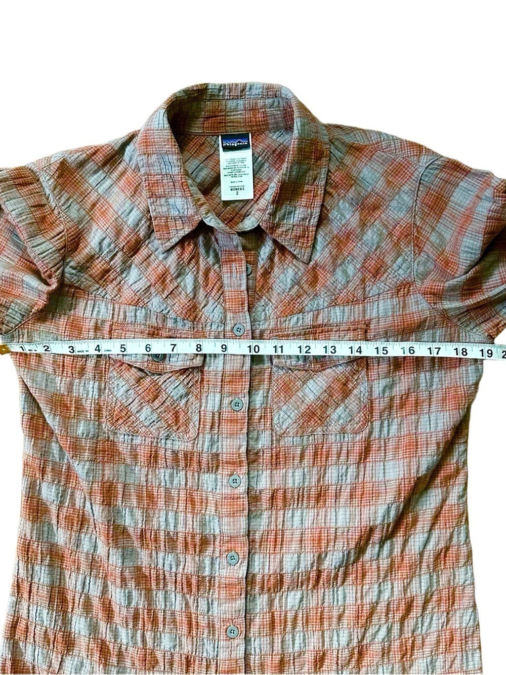Patagonia Plaid Cotton Button Down Collared Long Sleeve Shirt Size 2 - Picture 8 of 10